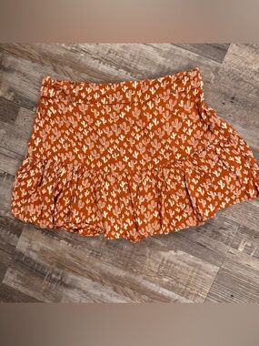 Angie Rust Orange Cactus Print Skort Size Small Boho Western Flowy